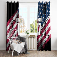 Motocross Rider Window Curtain with American Flag Grunge Pattern and Custom Name Number - Wonder Print Shop