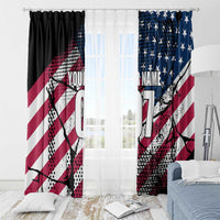 Motocross Rider Window Curtain with American Flag Grunge Pattern and Custom Name Number - Wonder Print Shop