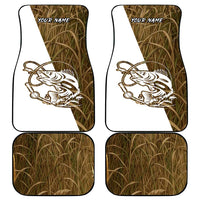 Walleye Fishing Car Mats with Reeds Background and Custom Name Design - Wonder Print Shop