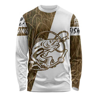 Walleye Fishing Long Sleeve Shirt with Reeds Background and Custom Name Design - Wonder Print Shop