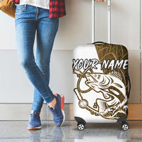 Walleye Fishing Luggage Cover with Reeds Background and Custom Name Design - Wonder Print Shop