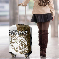 Walleye Fishing Luggage Cover with Reeds Background and Custom Name Design - Wonder Print Shop