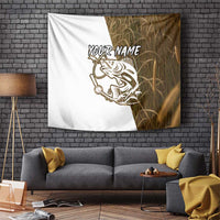 Walleye Fishing Tapestry with Reeds Background and Custom Name Design - Wonder Print Shop