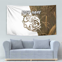 Walleye Fishing Tapestry with Reeds Background and Custom Name Design - Wonder Print Shop