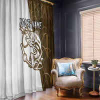 Walleye Fishing Window Curtain with Reeds Background and Custom Name Design - Wonder Print Shop