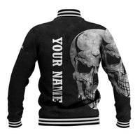 Bowling Skull Baseball Jacket with American Flag and Custom Name Text Design - Wonder Print Shop