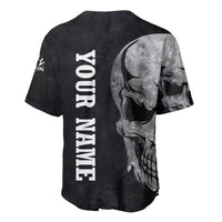 Bowling Skull Baseball Jersey with American Flag and Custom Name Text Design - Wonder Print Shop