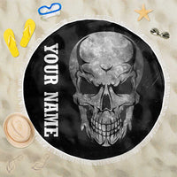 Bowling Skull Beach Blanket with American Flag and Custom Name Text Design - Wonder Print Shop