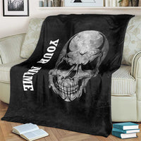Bowling Skull Blanket with American Flag and Custom Name Text Design - Wonder Print Shop