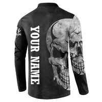 Bowling Skull Button Sweatshirt with American Flag and Custom Name Text Design - Wonder Print Shop