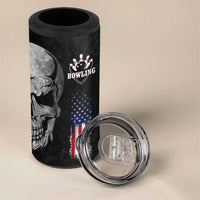 Bowling Skull 4 in 1 Can Cooler Tumbler with American Flag and Custom Name Text Design - Wonder Print Shop