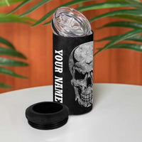 Bowling Skull 4 in 1 Can Cooler Tumbler with American Flag and Custom Name Text Design - Wonder Print Shop