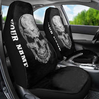 Bowling Skull Car Seat Cover with American Flag and Custom Name Text Design - Wonder Print Shop