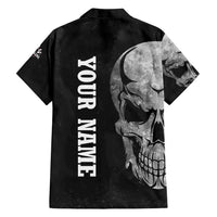 Bowling Skull Family Matching Long Sleeve Bodycon Dress and Hawaiian Shirt with American Flag and Custom Name Text Design - Wonder Print Shop