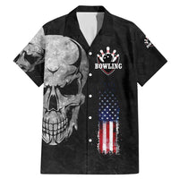Bowling Skull Family Matching Mermaid Dress and Hawaiian Shirt with American Flag and Custom Name Text Design - Wonder Print Shop