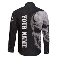 Bowling Skull Family Matching Puletasi and Hawaiian Shirt with American Flag and Custom Name Text Design - Wonder Print Shop