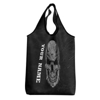 Bowling Skull Grocery Bag with American Flag and Custom Name Text Design - Wonder Print Shop