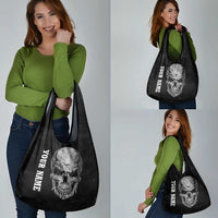 Bowling Skull Grocery Bag with American Flag and Custom Name Text Design - Wonder Print Shop