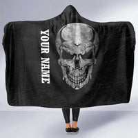 Bowling Skull Hooded Blanket with American Flag and Custom Name Text Design - Wonder Print Shop