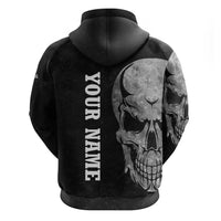 Bowling Skull Hoodie with American Flag and Custom Name Text Design - Wonder Print Shop