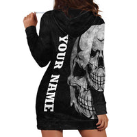 Bowling Skull Hoodie Dress with American Flag and Custom Name Text Design - Wonder Print Shop