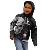 Bowling Skull Kid Hoodie with American Flag and Custom Name Text Design - Wonder Print Shop