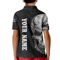 Bowling Skull Kid Polo Shirt with American Flag and Custom Name Text Design - Wonder Print Shop