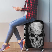 Bowling Skull Luggage Cover with American Flag and Custom Name Text Design - Wonder Print Shop