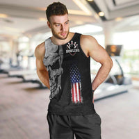 Bowling Skull Men Tank Top with American Flag and Custom Name Text Design - Wonder Print Shop