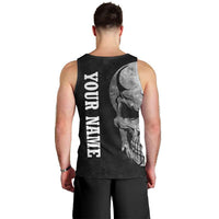 Bowling Skull Men Tank Top with American Flag and Custom Name Text Design - Wonder Print Shop