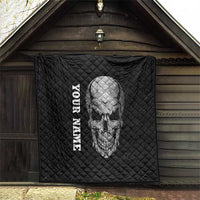 Bowling Skull Quilt with American Flag and Custom Name Text Design - Wonder Print Shop
