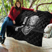 Bowling Skull Quilt with American Flag and Custom Name Text Design - Wonder Print Shop