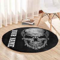 Bowling Skull Round Carpet with American Flag and Custom Name Text Design - Wonder Print Shop