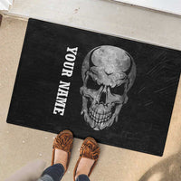 Bowling Skull Rubber Doormat with American Flag and Custom Name Text Design - Wonder Print Shop