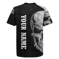 Bowling Skull Rugby Jersey with American Flag and Custom Name Text Design - Wonder Print Shop