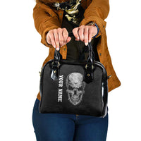 Bowling Skull Shoulder Handbag with American Flag and Custom Name Text Design - Wonder Print Shop