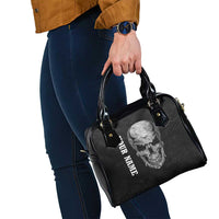 Bowling Skull Shoulder Handbag with American Flag and Custom Name Text Design - Wonder Print Shop