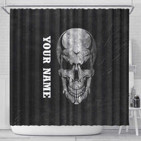 Bowling Skull Shower Curtain with American Flag and Custom Name Text Design - Wonder Print Shop