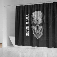 Bowling Skull Shower Curtain with American Flag and Custom Name Text Design - Wonder Print Shop