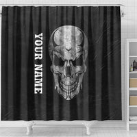 Bowling Skull Shower Curtain with American Flag and Custom Name Text Design - Wonder Print Shop