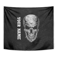 Bowling Skull Tapestry with American Flag and Custom Name Text Design - Wonder Print Shop