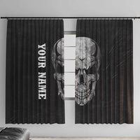 Bowling Skull Window Curtain with American Flag and Custom Name Text Design - Wonder Print Shop