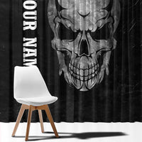 Bowling Skull Window Curtain with American Flag and Custom Name Text Design - Wonder Print Shop