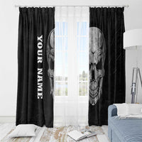 Bowling Skull Window Curtain with American Flag and Custom Name Text Design - Wonder Print Shop