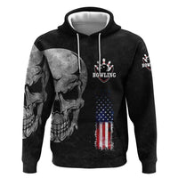 Bowling Skull Zip Hoodie with American Flag and Custom Name Text Design - Wonder Print Shop