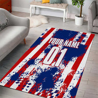 Moto X Skull Graphic Area Rug with Red White Blue Splatter and Custom Number Design - Wonder Print Shop