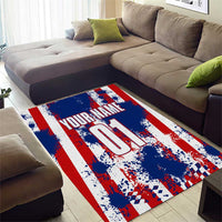 Moto X Skull Graphic Area Rug with Red White Blue Splatter and Custom Number Design - Wonder Print Shop