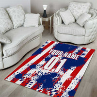Moto X Skull Graphic Area Rug with Red White Blue Splatter and Custom Number Design - Wonder Print Shop