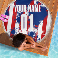 Moto X Skull Graphic Beach Blanket with Red White Blue Splatter and Custom Number Design - Wonder Print Shop