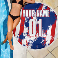 Moto X Skull Graphic Beach Blanket with Red White Blue Splatter and Custom Number Design - Wonder Print Shop